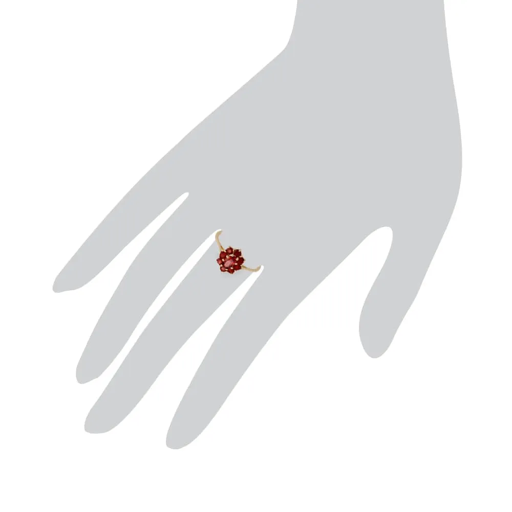 9ct Yellow Gold 0.81ct Natural Garnet Classic Oval Cluster Style Ring sold by Gemondo Jewellery product image thumbnail 4