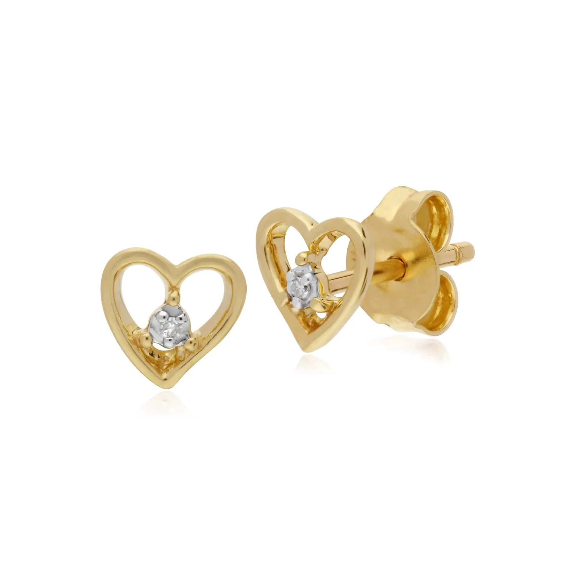 Gemondo 9ct Yellow Gold Diamond Single Stone Heart Stud Earrings sold by Gemondo Jewellery