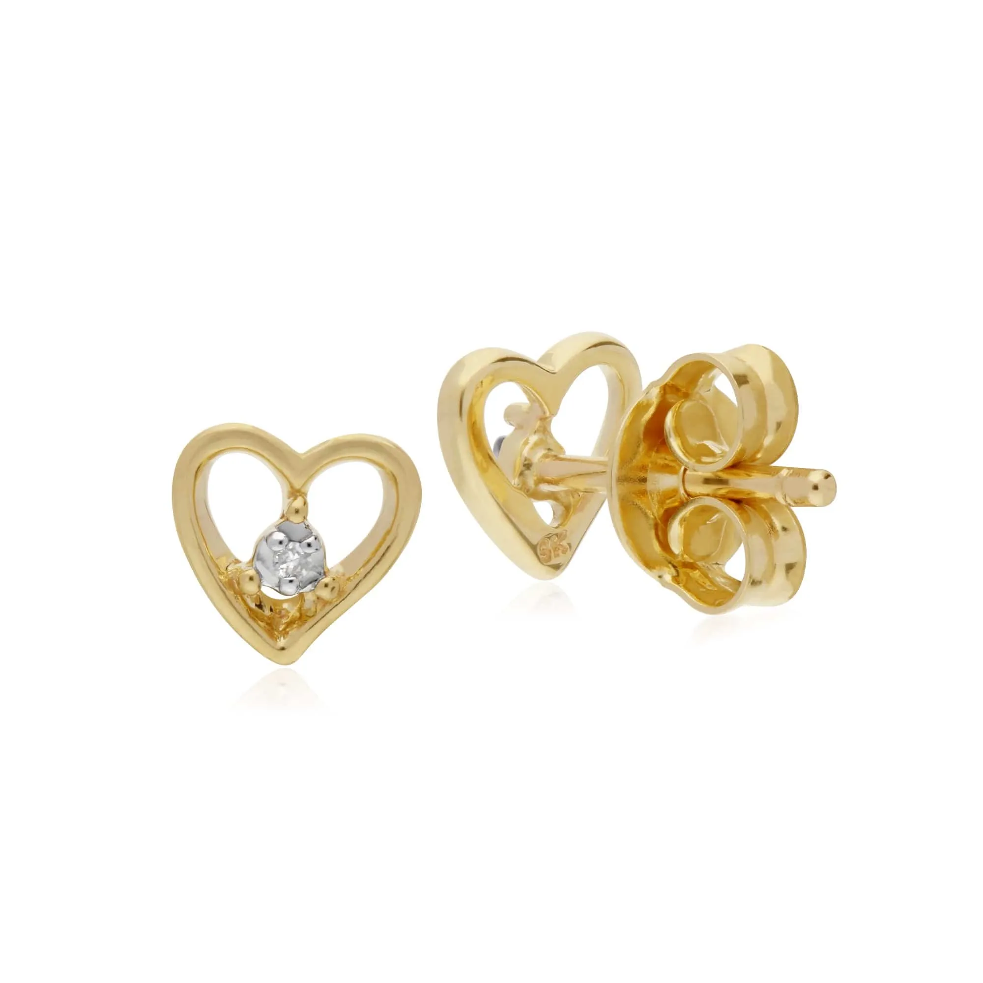 Gemondo 9ct Yellow Gold Diamond Single Stone Heart Stud Earrings sold by Gemondo Jewellery product image thumbnail 2