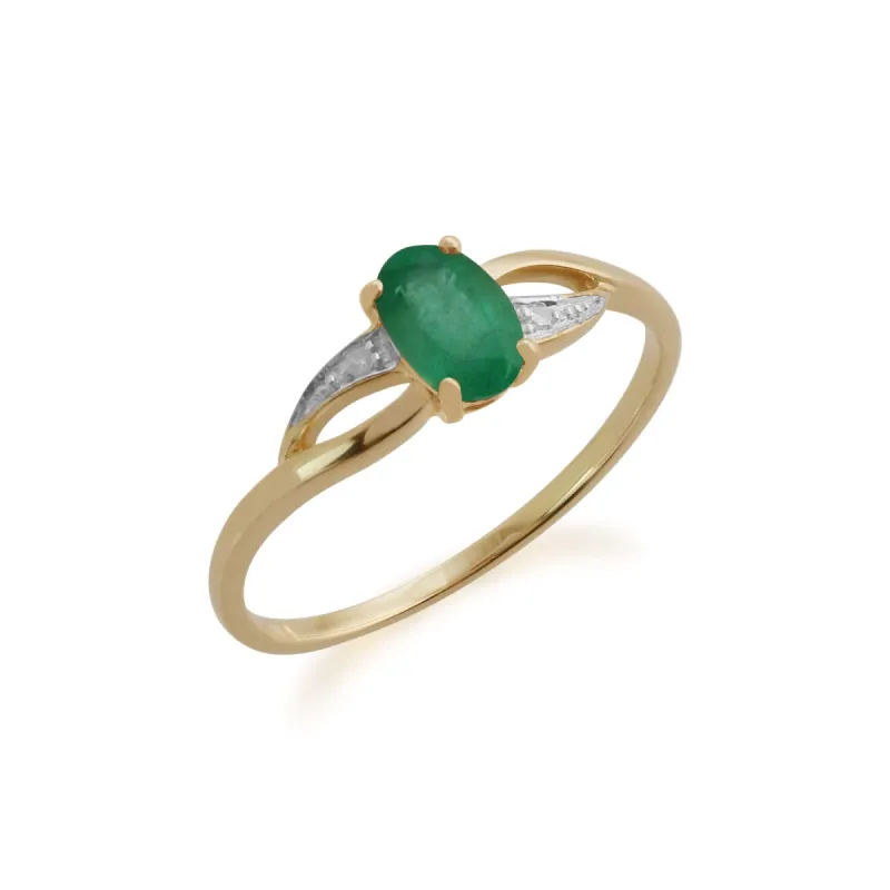 Gemondo 9ct Yellow Gold 0.47ct Emerald & Diamond Ring sold by Gemondo Jewellery