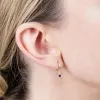 Classic Round Ruby & Diamond Hinged Hoop Earrings in 9ct Yellow Gold sold by Gemondo Jewellery