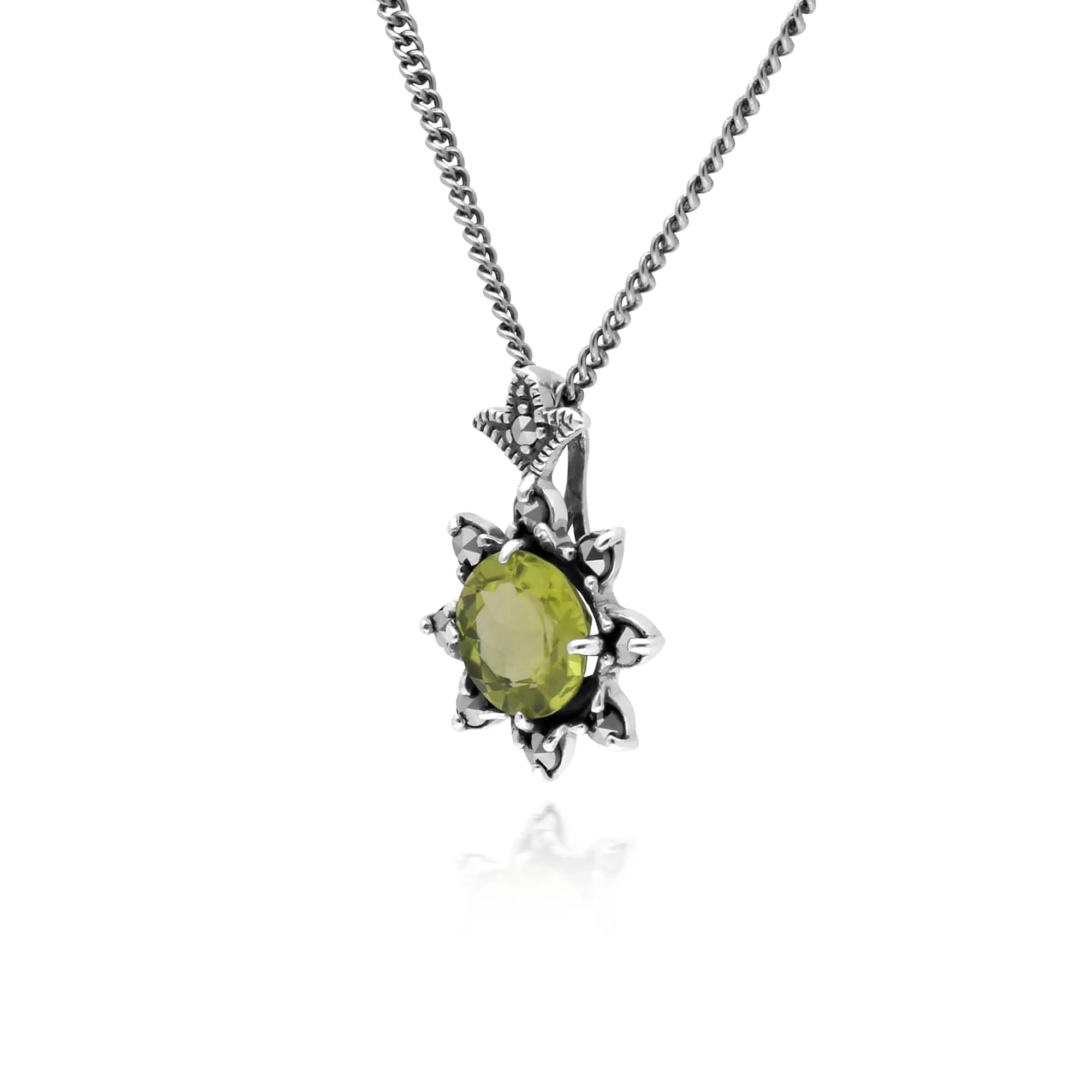 Gemondo Sterling Silver Peridot & Marcasite August Art Deco 42cm Necklace sold by Gemondo Jewellery product image thumbnail 2