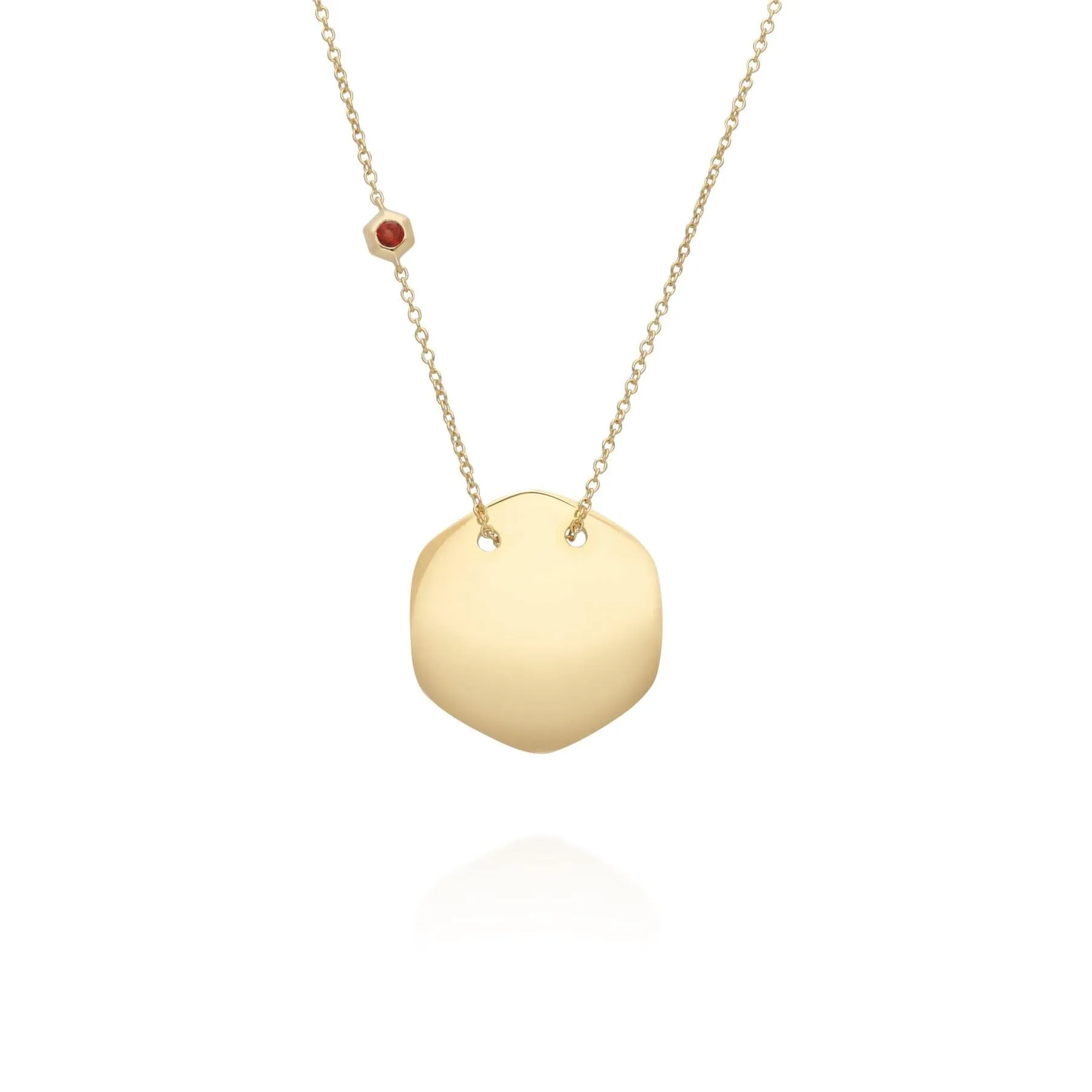 Garnet Engravable Necklace in Yellow Gold Plated Sterling Silver sold by Gemondo Jewellery