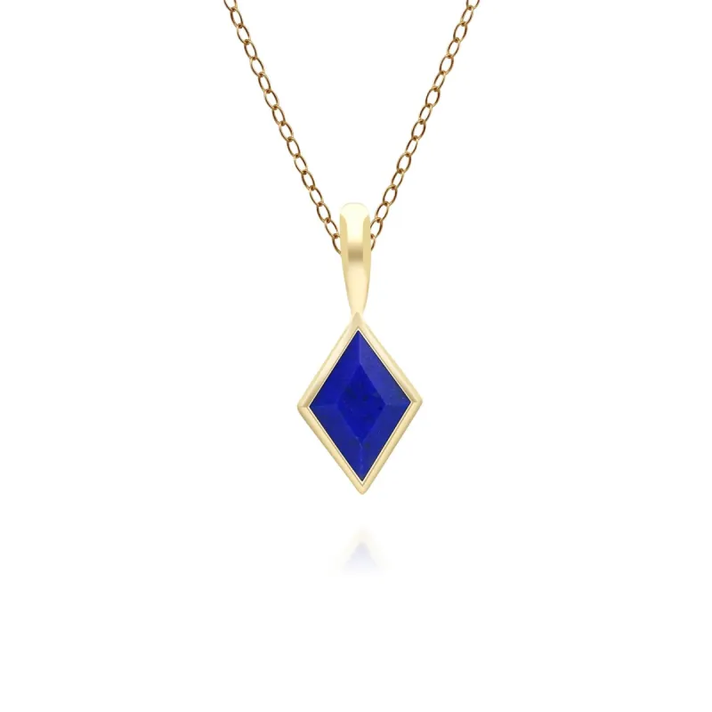 Classic Lapis Lazuli Pendant Necklace in 9ct Yellow Gold sold by Gemondo Jewellery