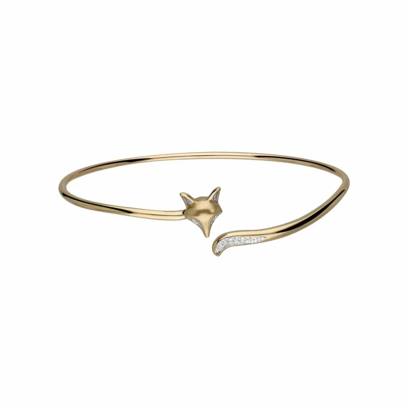 Gardenia White Sapphire Fox Bangle In 9ct Yellow Gold sold by Gemondo Jewellery
