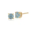 Classic Round Blue Topaz Stud Earrings with Detachable Diamond Halo Ear Jacket in 9ct Yellow Gold sold by Gemondo Jewellery