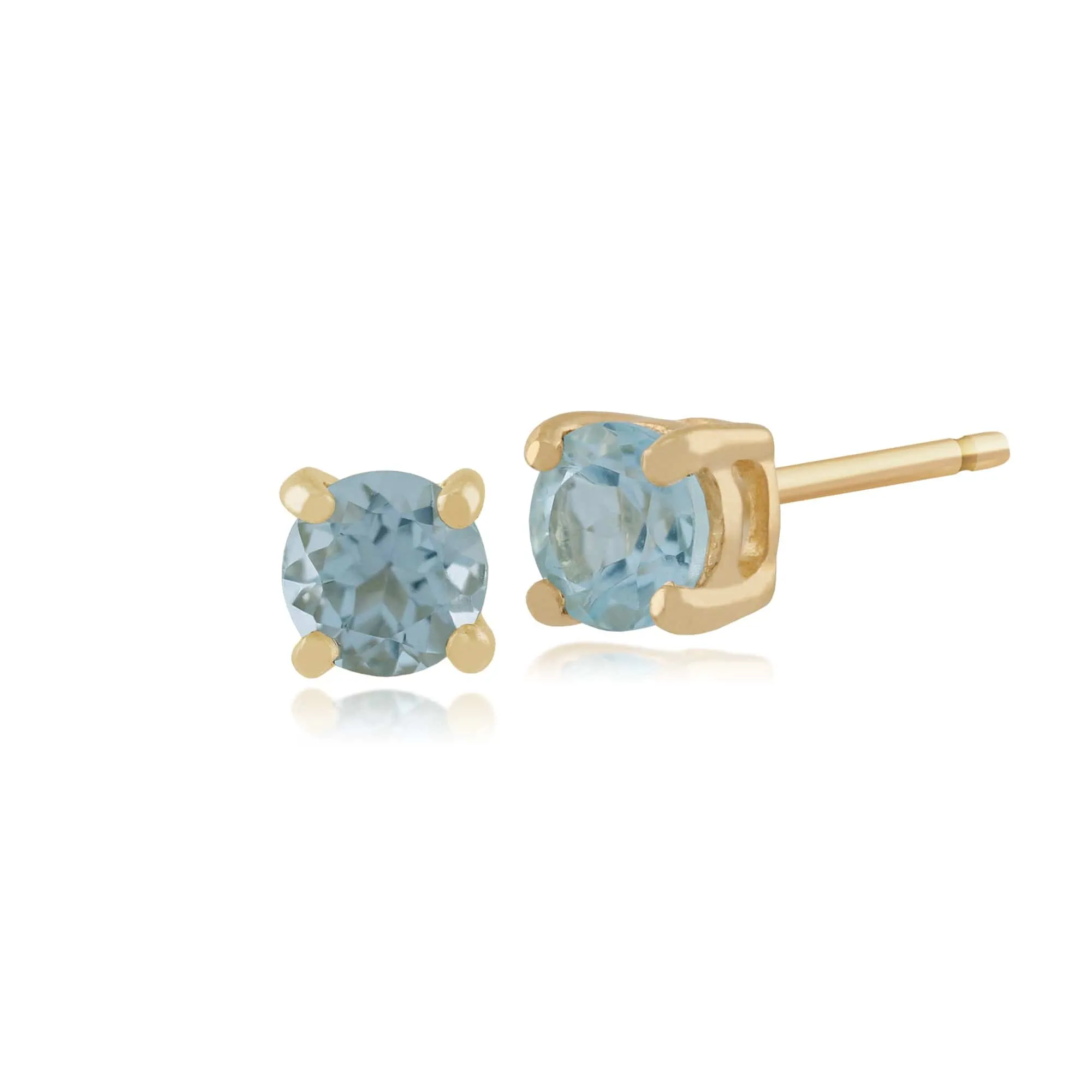 Classic Round Blue Topaz Stud Earrings with Detachable Diamond Halo Ear Jacket in 9ct Yellow Gold sold by Gemondo Jewellery product image thumbnail 2