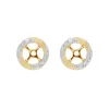 Classic Round Blue Topaz Stud Earrings with Detachable Diamond Halo Ear Jacket in 9ct Yellow Gold sold by Gemondo Jewellery