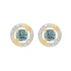 Classic Round Blue Topaz Stud Earrings with Detachable Diamond Halo Ear Jacket in 9ct Yellow Gold sold by Gemondo Jewellery