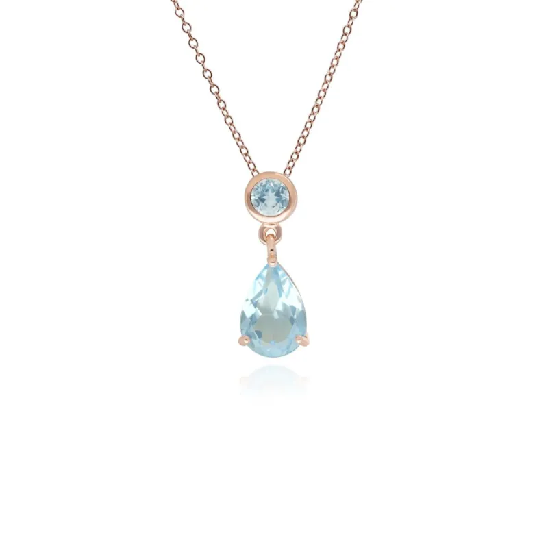Classic Pear Blue Topaz Drop Pendant in 9ct Rose Gold sold by Gemondo Jewellery