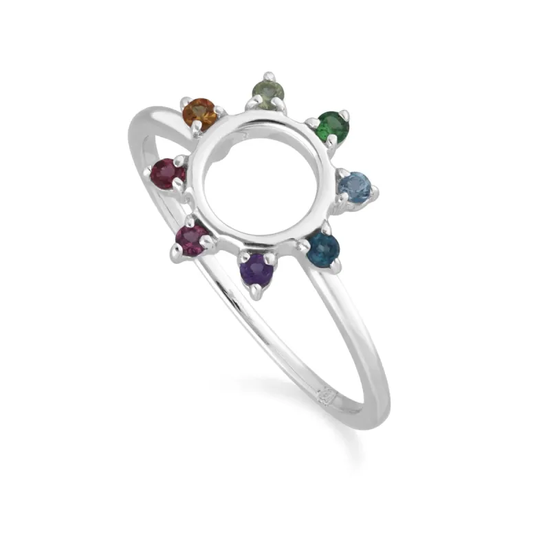 Rainbow Sunburst Ring in 925 Sterling Silver sold by Gemondo Jewellery