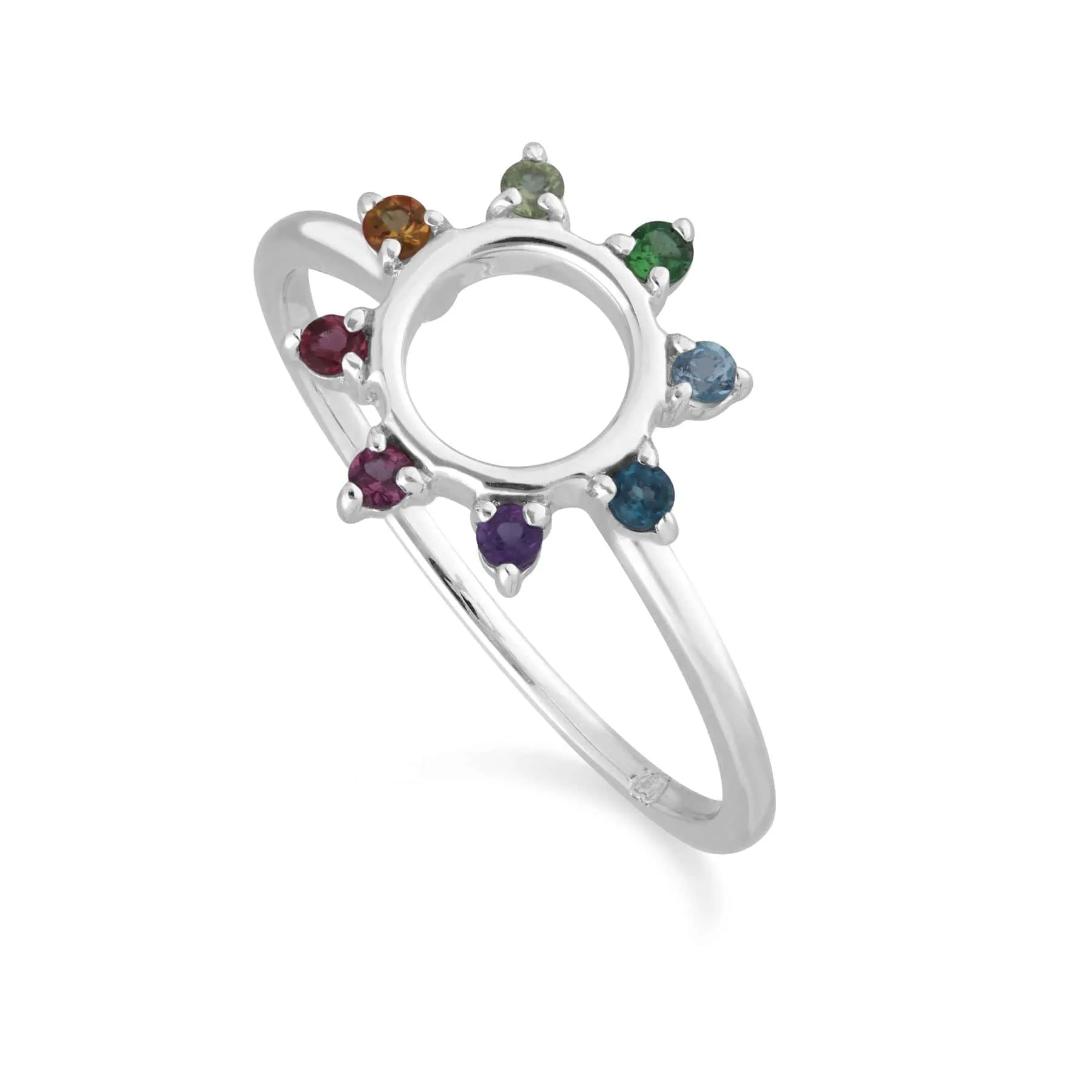 Rainbow Sunburst Ring in 925 Sterling Silver sold by Gemondo Jewellery