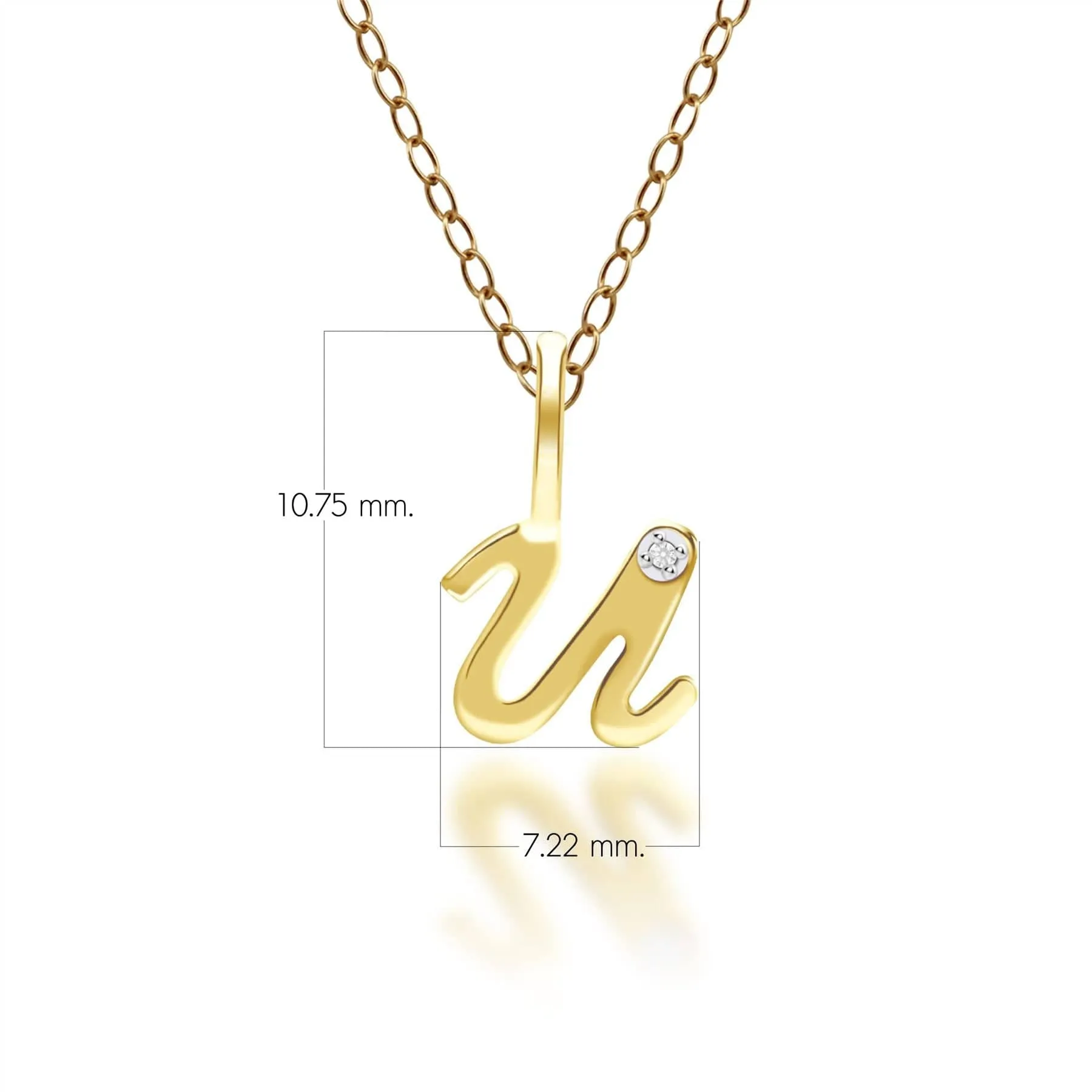 Alphabet Letter U Diamond pendant in 9ct Yellow Gold sold by Gemondo Jewellery product image thumbnail 3