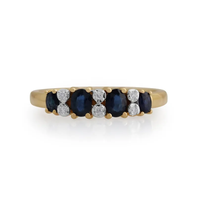 Gemondo 9ct Yellow Gold 0.65ct Sapphire & Diamond Half Eternity Ring sold by Gemondo Jewellery