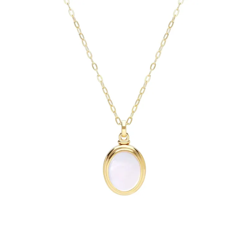 Bona Fide Mother of Pearl Oval Locket In Yellow Gold Plated Silver sold by Gemondo Jewellery