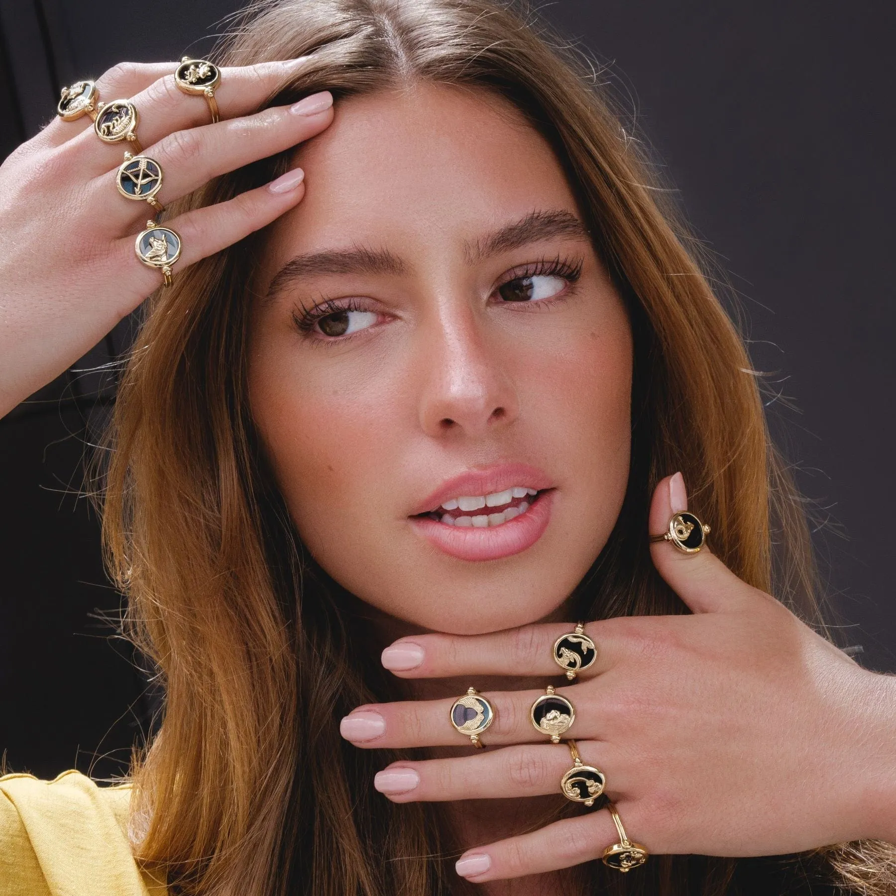 Zodiac Black Onyx Aries Flip Ring in 18ct Gold Plated Silver sold by Gemondo Jewellery product image thumbnail 2