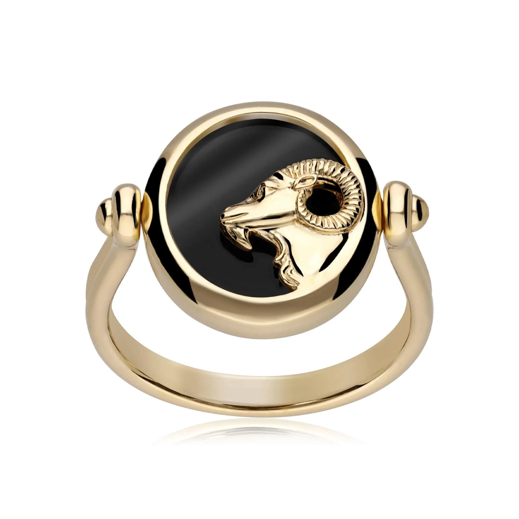 Zodiac Black Onyx Aries Flip Ring in 18ct Gold Plated Silver sold by Gemondo Jewellery product image thumbnail 4