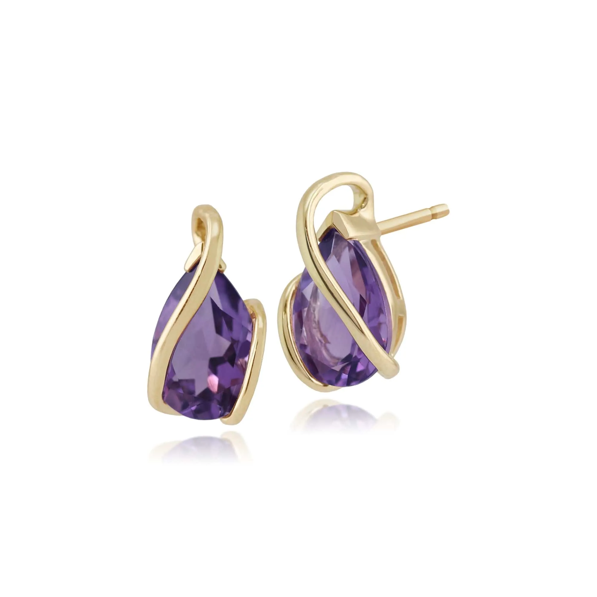 Gemondo 9ct Yellow Gold 1.97ct Pear Cut Amethyst Wrapped Stud Earrings sold by Gemondo Jewellery