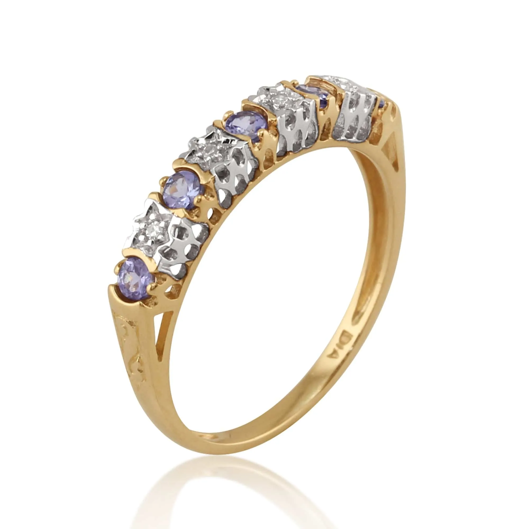 Classic Round Tanzanite & Diamond Eternity Ring in 9ct Yellow Gold sold by Gemondo Jewellery product image thumbnail 2