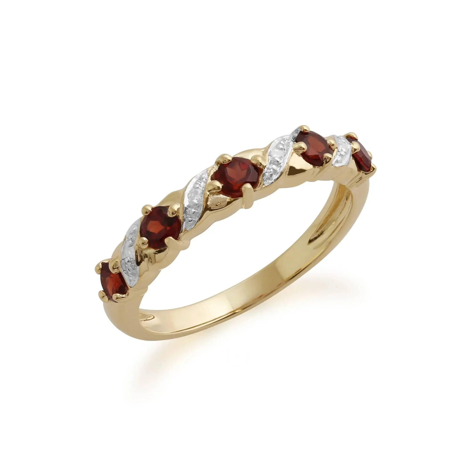 Classic Round Garnet & Diamond Half Eternity Ring in 9ct Yellow Gold sold by Gemondo Jewellery product image thumbnail 4