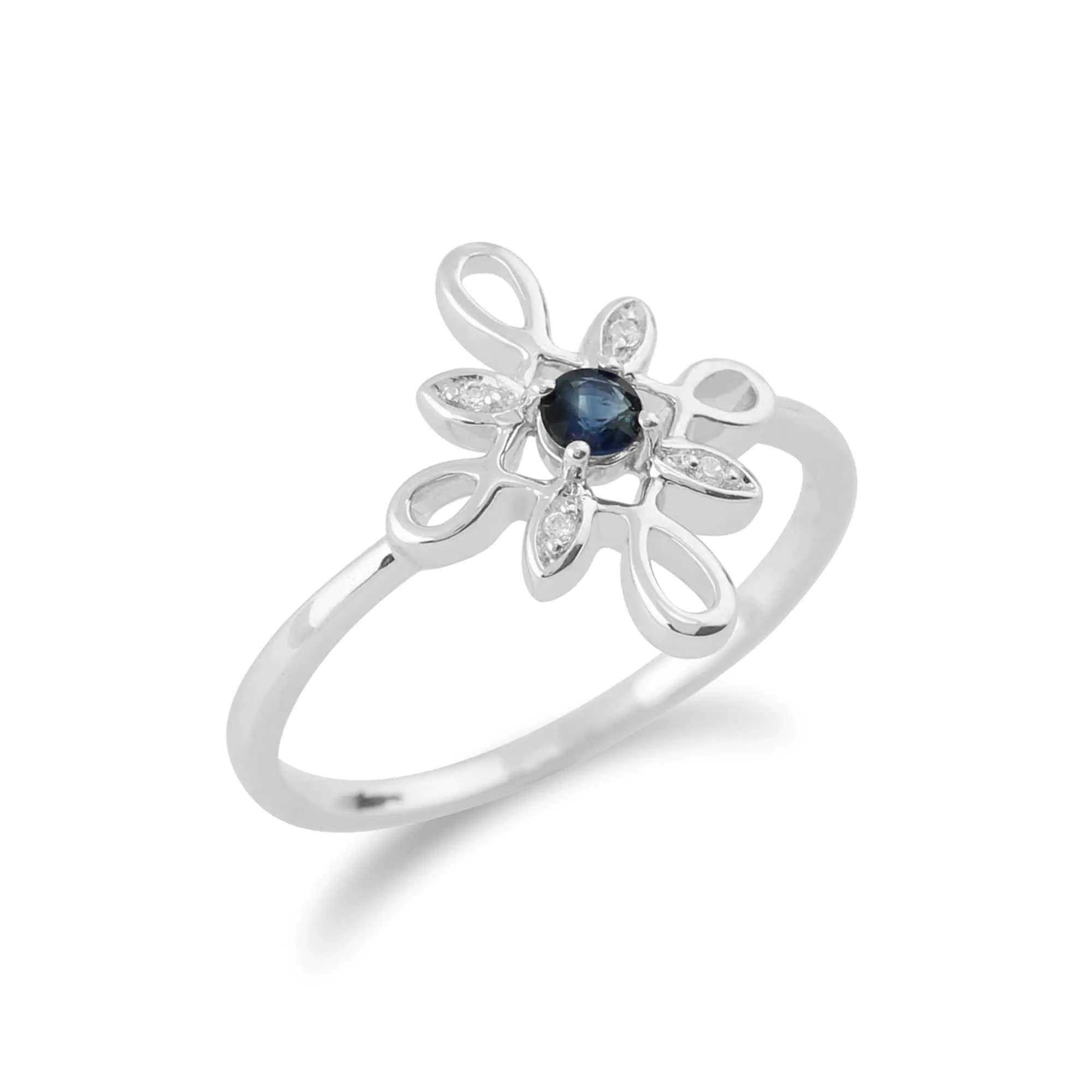 Gemondo 9ct White Gold 0.13ct Sapphire & Diamond Star Shaped Ring sold by Gemondo Jewellery product image thumbnail 2