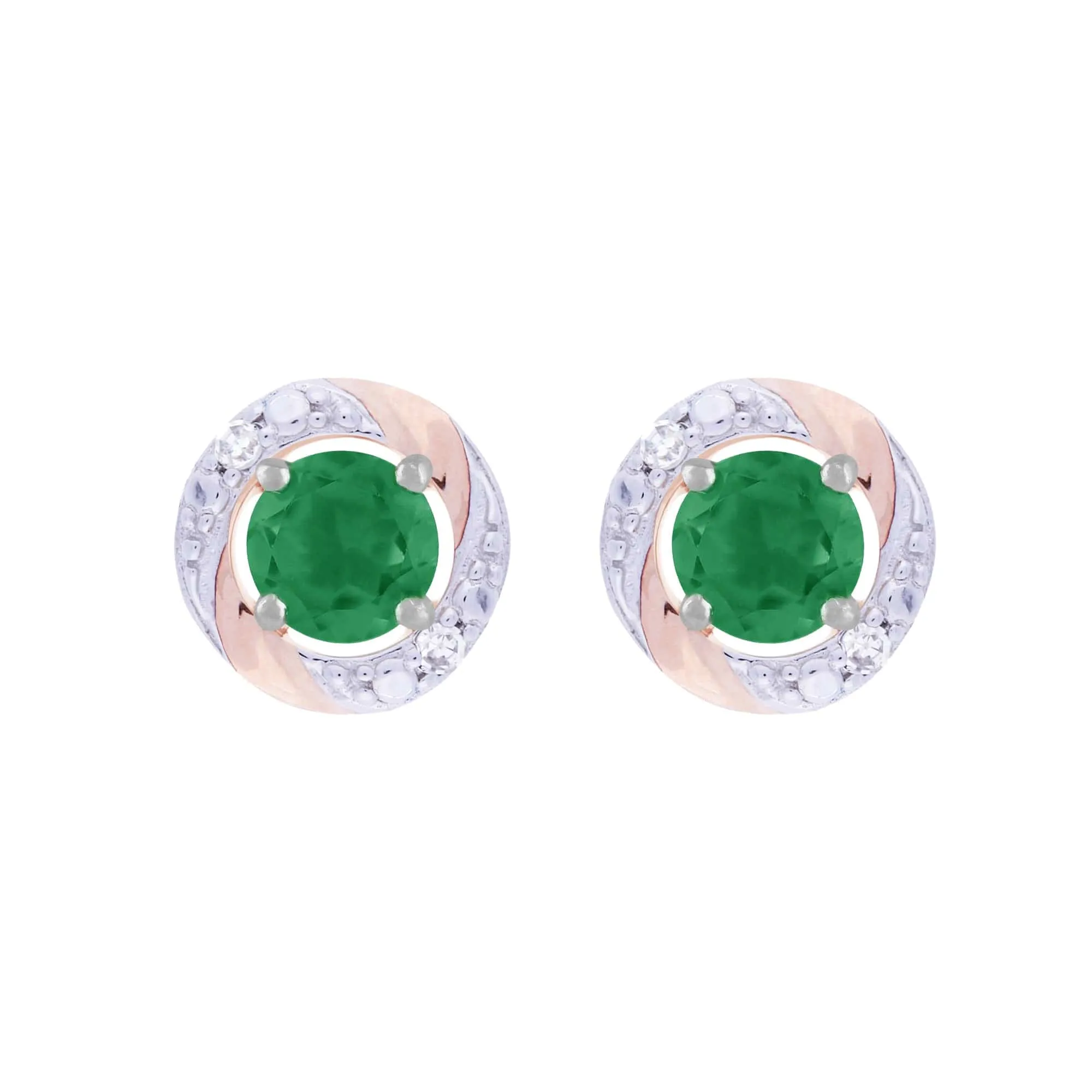 Classic Round Emerald Stud Earrings with Detachable Diamond Round Earrings Jacket Set in 9ct White Gold sold by Gemondo Jewellery