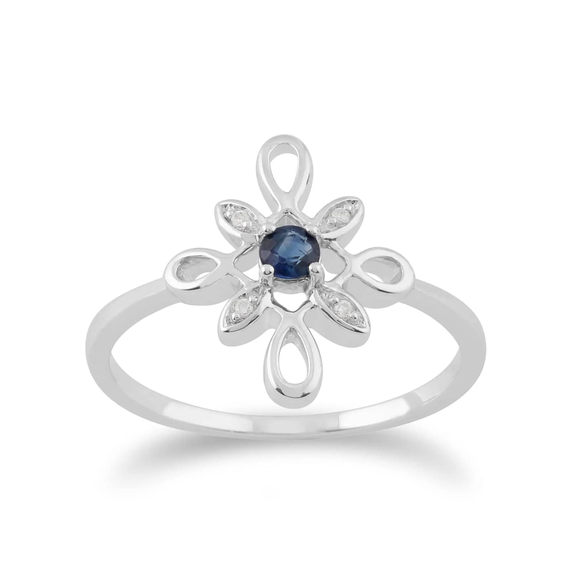 Gemondo 9ct White Gold 0.13ct Sapphire & Diamond Star Shaped Ring sold by Gemondo Jewellery