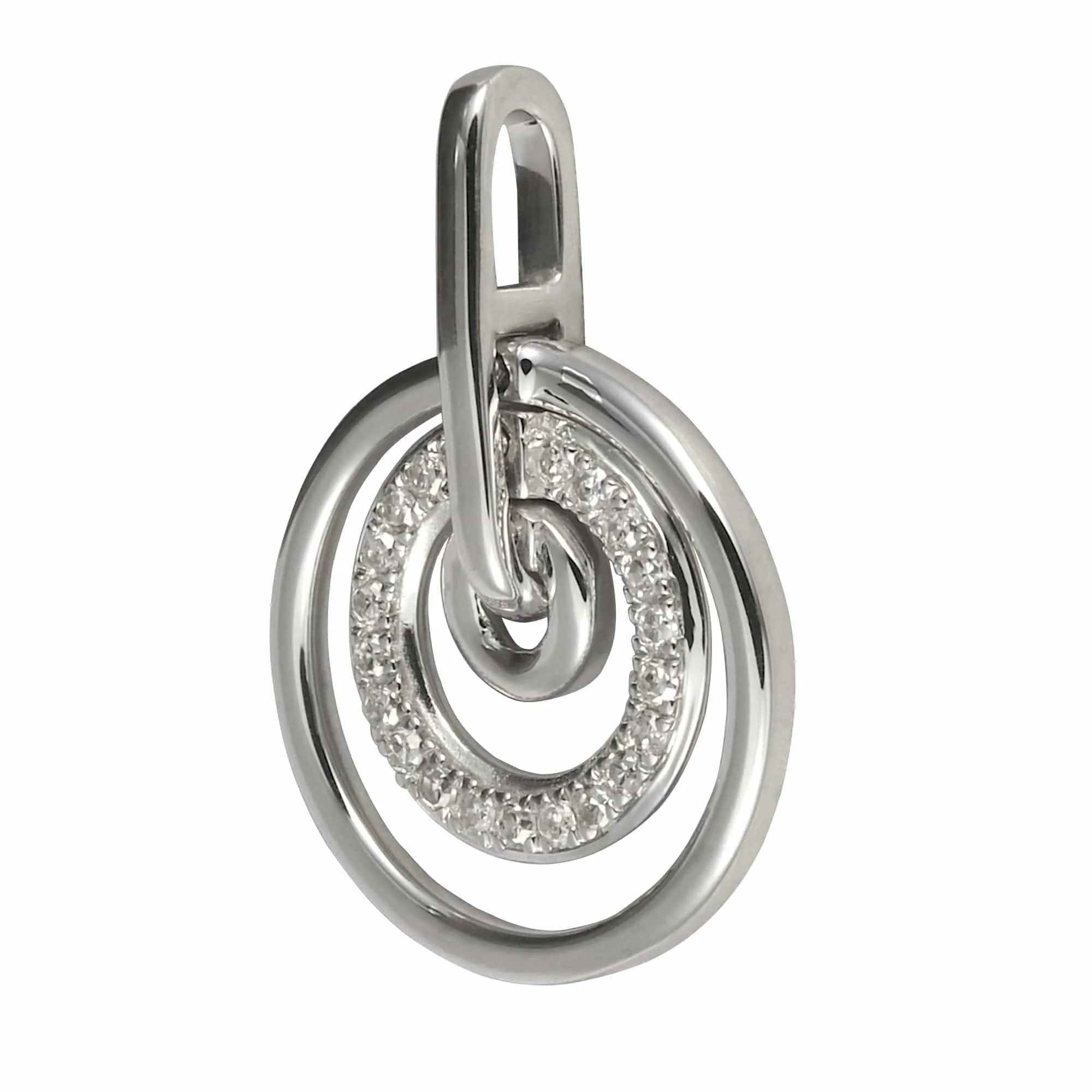 Geometric Round Diamond Three Ring Pendant & Chain in 9ct White Gold sold by Gemondo Jewellery product image thumbnail 2
