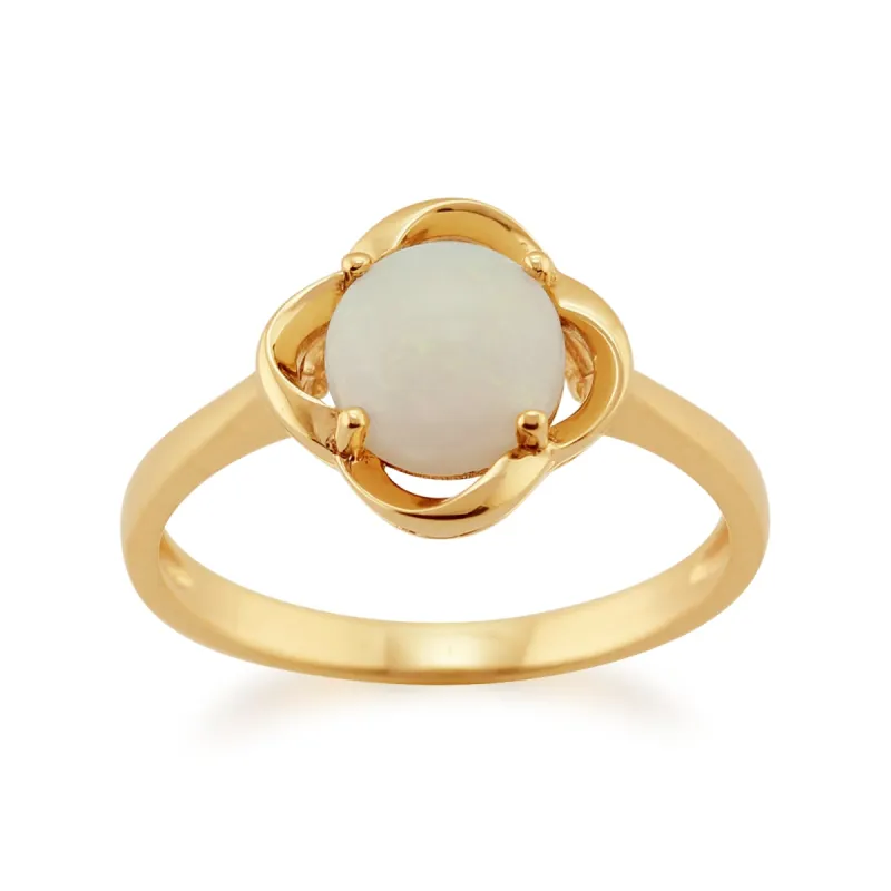 Gemondo 9ct Yellow Gold 0.63ct 4 Claw Set Opal Cabochon Single Stone Ring sold by Gemondo Jewellery