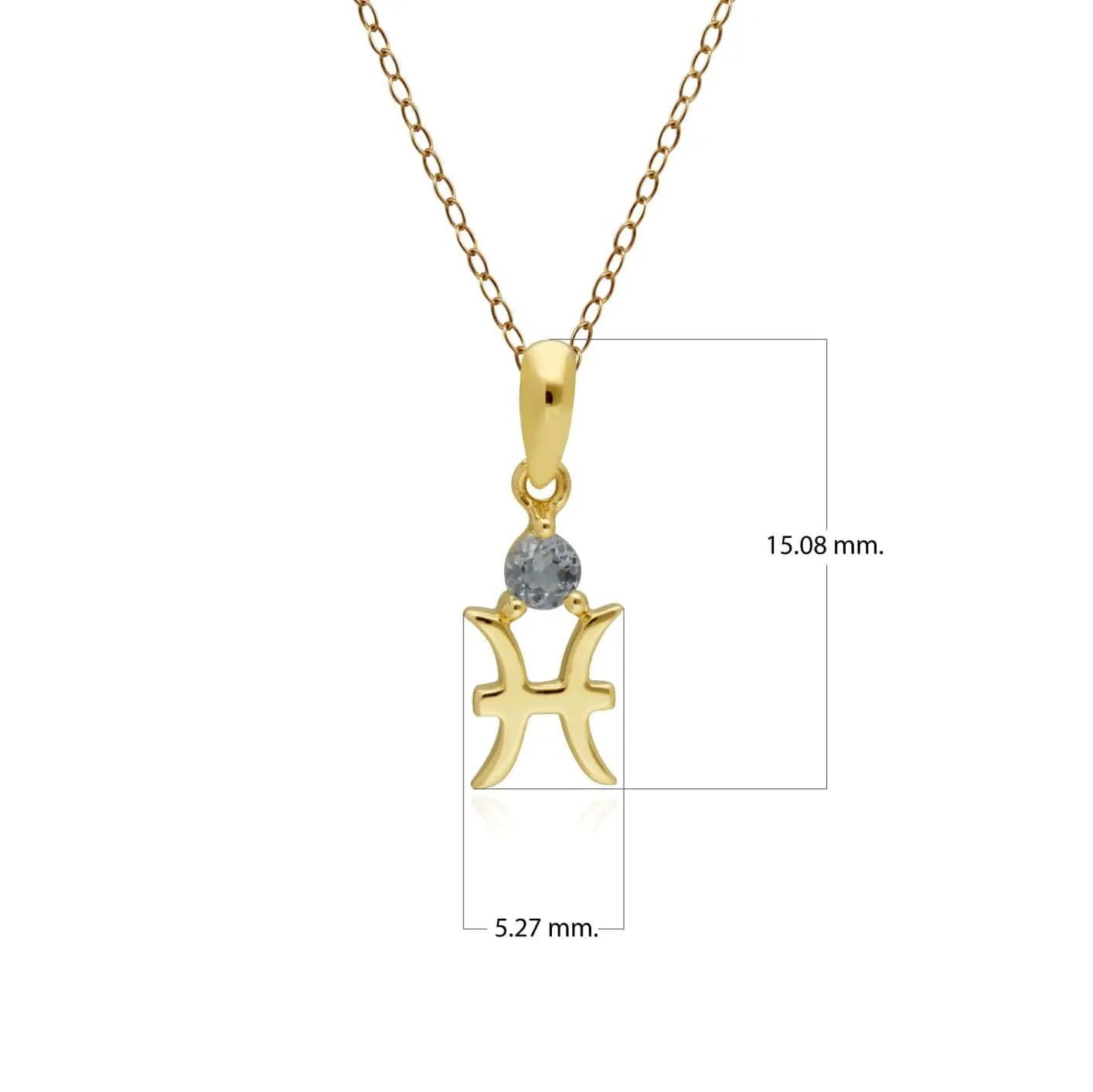 Aquamarine Pisces Zodiac Charm Necklace in 9ct Yellow Gold sold by Gemondo Jewellery product image thumbnail 3