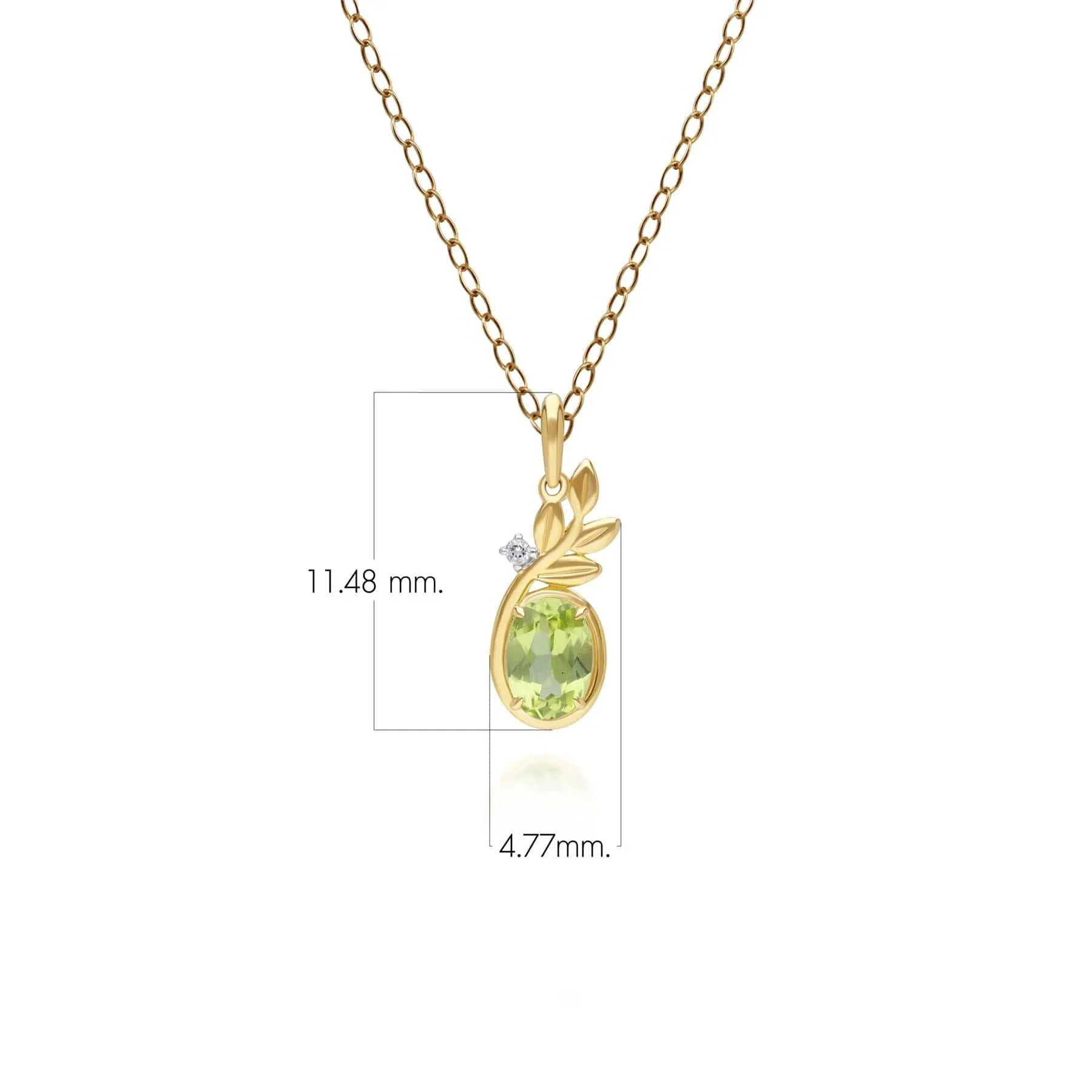 O Leaf Peridot & Diamond Pendant In 9ct Yellow Gold sold by Gemondo Jewellery product image thumbnail 3
