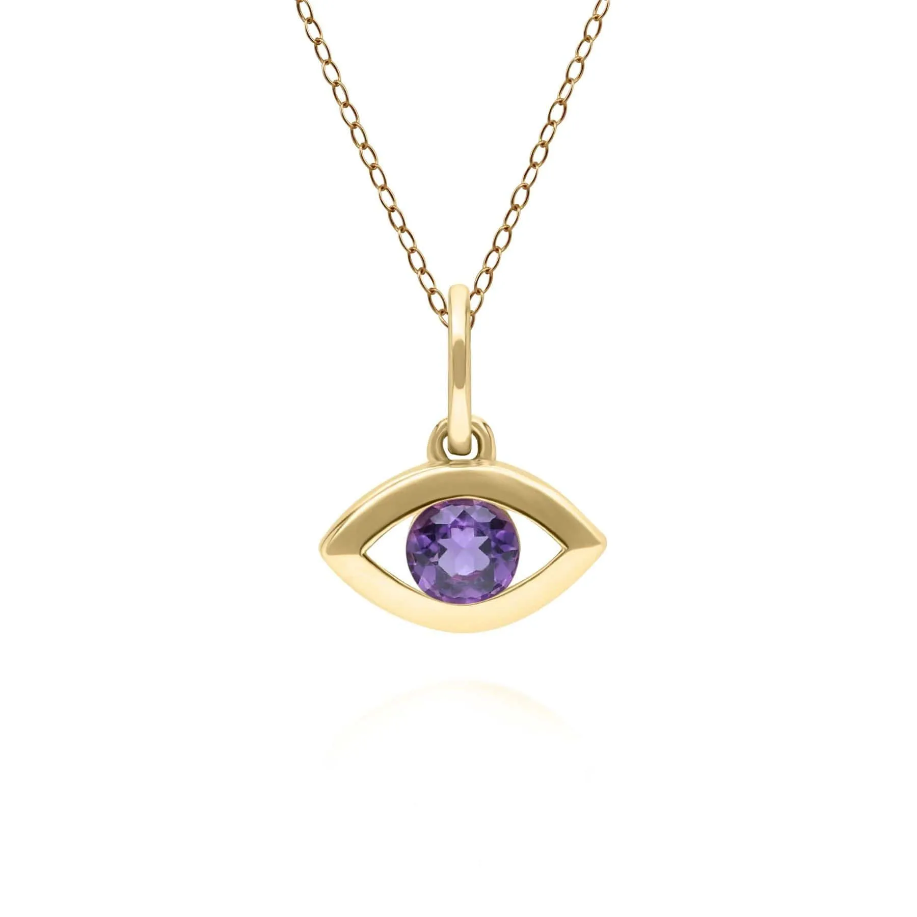 ECFEW™ Dainty Evil Eye Amethyst Pendant in 9ct Yellow Gold sold by Gemondo Jewellery