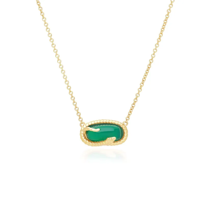 ECFEW™ Chalcedony Snake Pendant Necklace in Gold Plated Sterling Silver sold by Gemondo Jewellery
