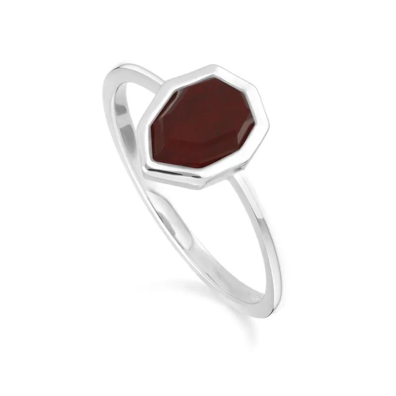 Irregular B Gem Red Jasper Ring in Sterling Silver sold by Gemondo Jewellery