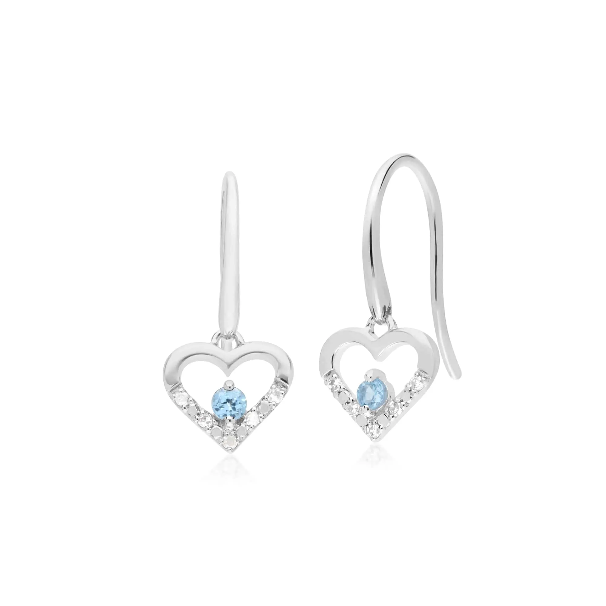 Gemondo 9ct White Gold Single Blue Topaz & Diamond Heart Drop Earrings sold by Gemondo Jewellery