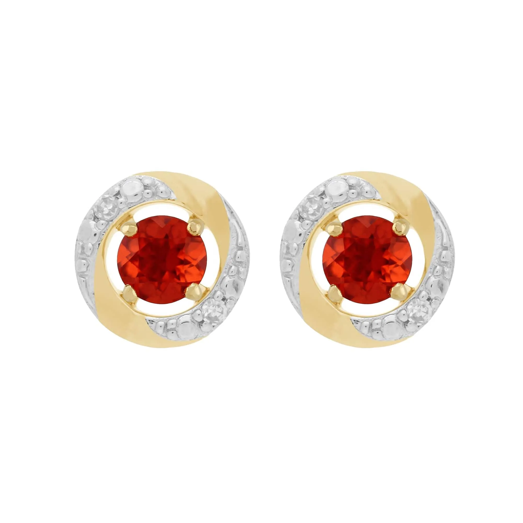Classic Round Fire Opal Stud Earrings with Detachable Diamond Halo Ear Jacket in 9ct Yellow Gold sold by Gemondo Jewellery
