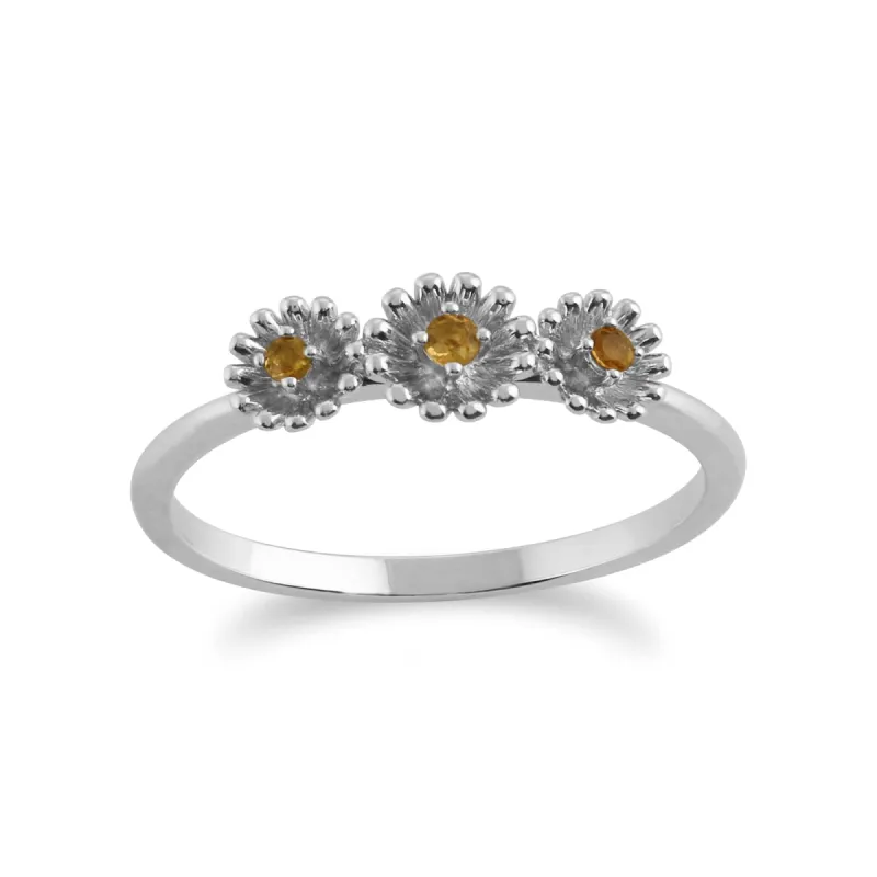 Gemondo 925 Sterling Silver 0.05ct Citrine Floral Ring sold by Gemondo Jewellery