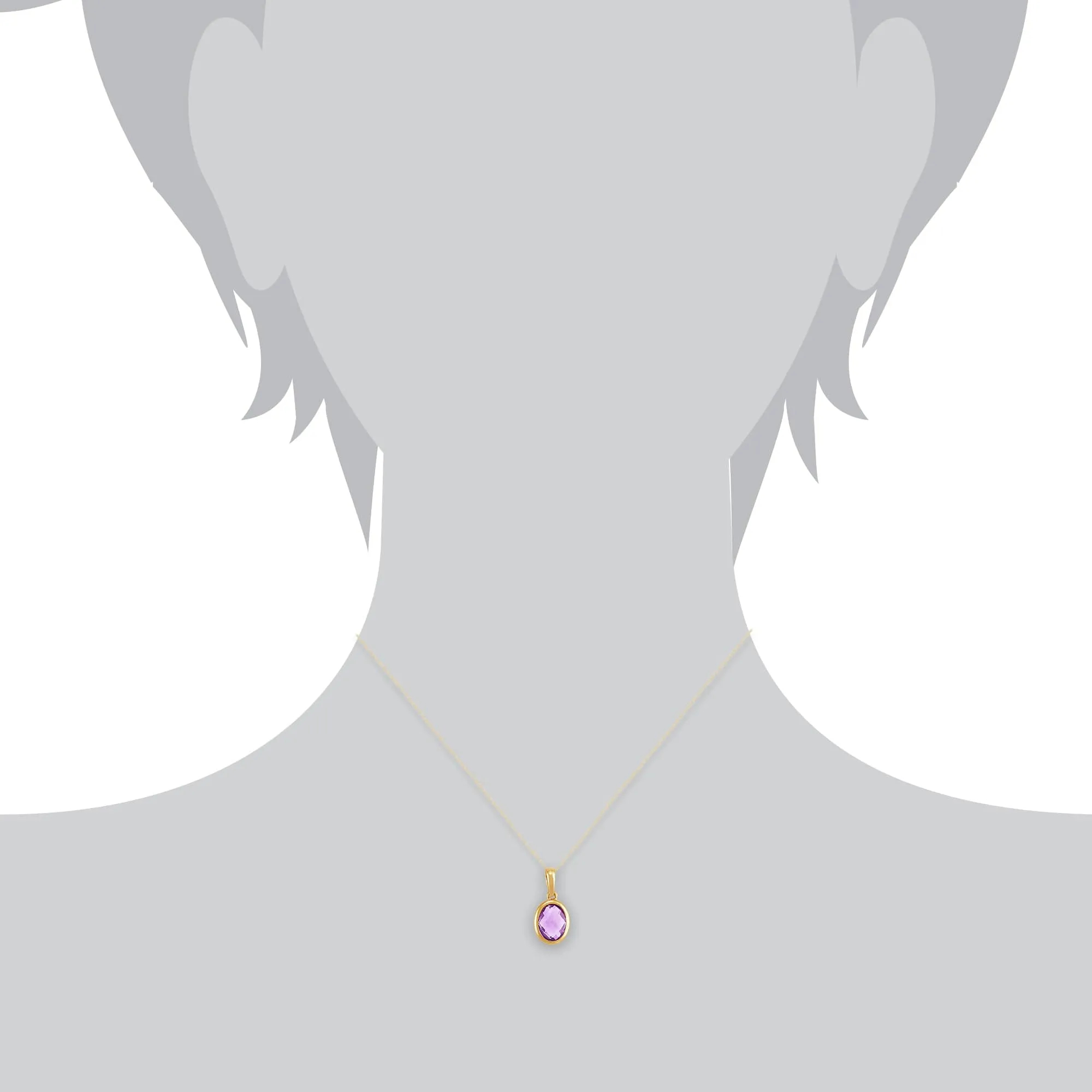 Classic Oval Amethyst Pendant in 9ct Yellow Gold sold by Gemondo Jewellery product image thumbnail 3