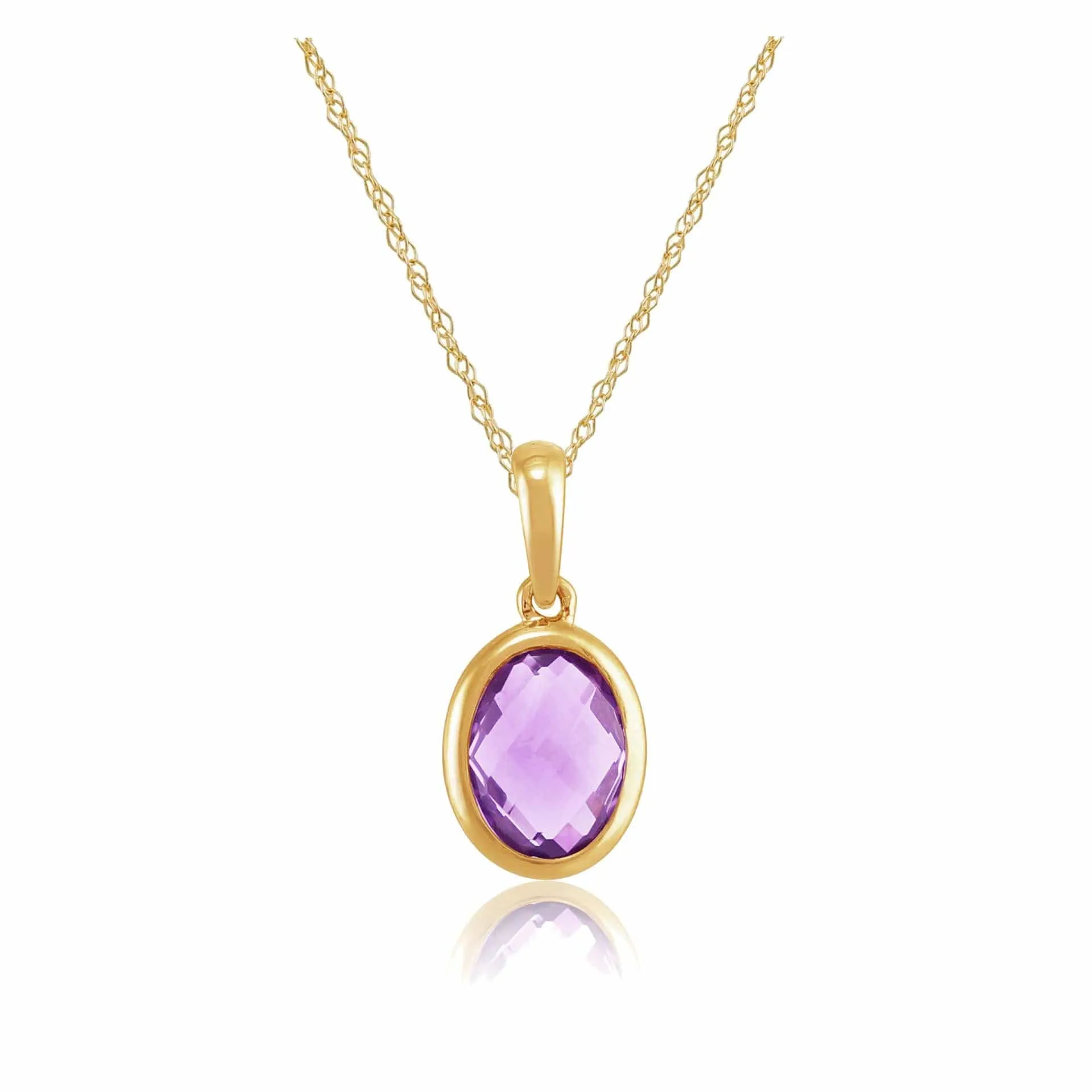 Classic Oval Amethyst Pendant in 9ct Yellow Gold sold by Gemondo Jewellery