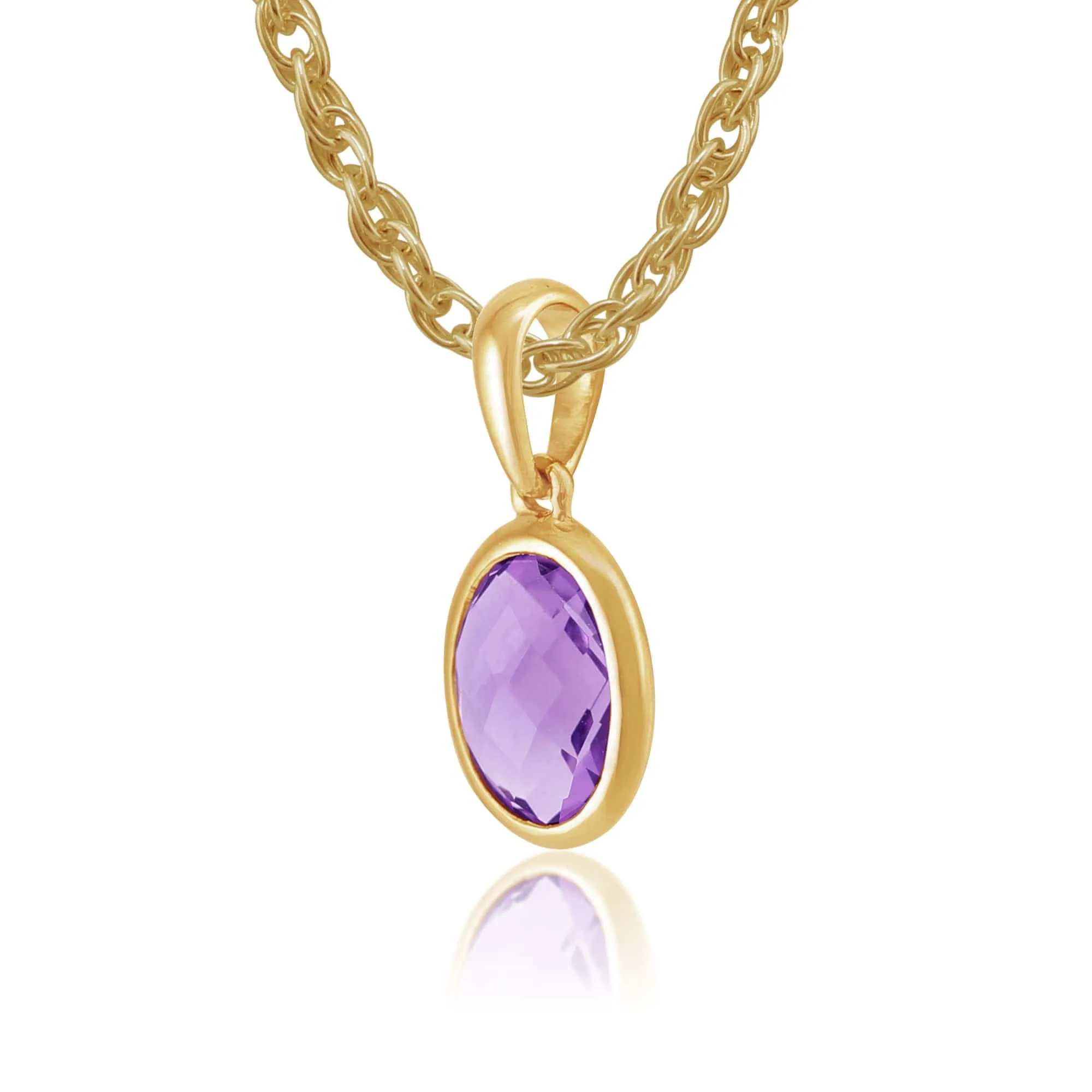 Classic Oval Amethyst Pendant in 9ct Yellow Gold sold by Gemondo Jewellery product image thumbnail 2