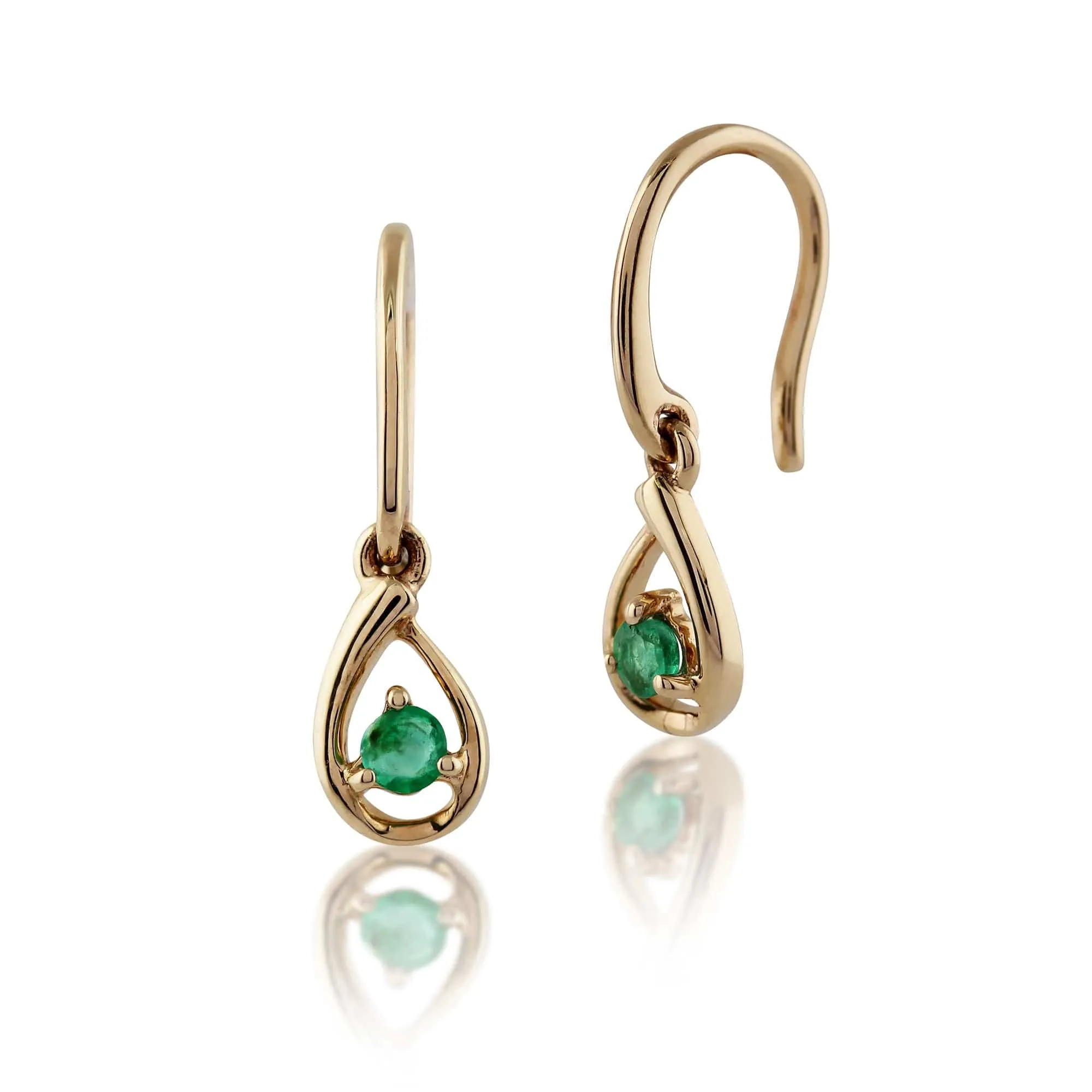 Classic Round Emerald Drop Earrings in 9ct Yellow Gold sold by Gemondo Jewellery
