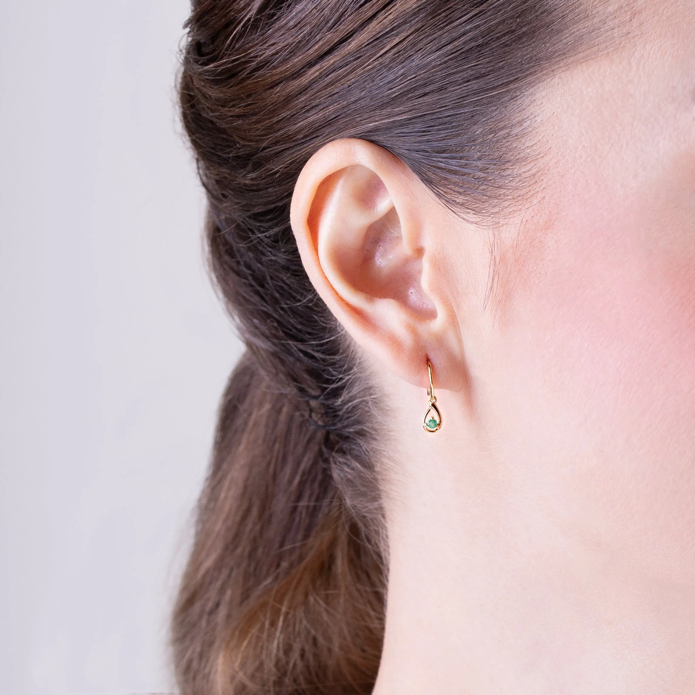 Classic Round Emerald Drop Earrings in 9ct Yellow Gold sold by Gemondo Jewellery product image thumbnail 2
