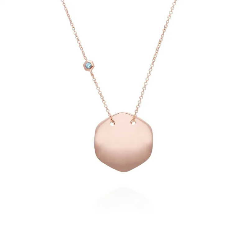 Topaz Engravable Necklace in Rose Gold Plated Sterling Silver sold by Gemondo Jewellery