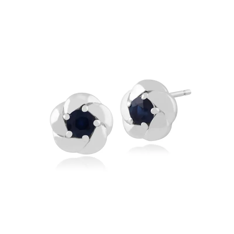 Gemondo Plaited Texture 9ct White Gold 0.26ct Sapphire Stud Earrings sold by Gemondo Jewellery