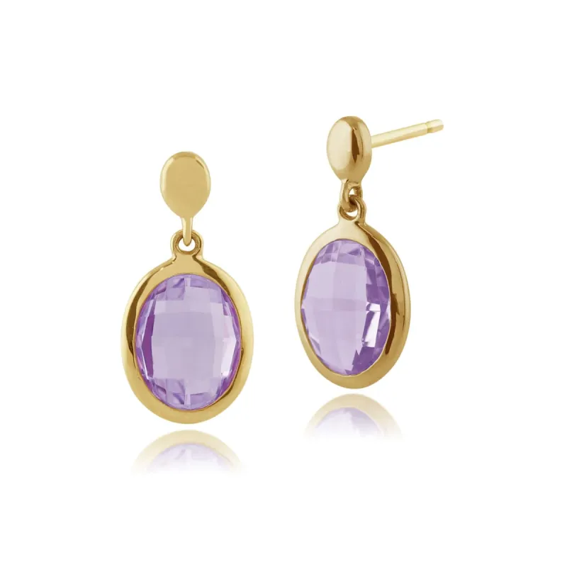 Gemondo 9ct Yellow Gold 2.22ct Purple Amethyst Drop Earrings sold by Gemondo Jewellery