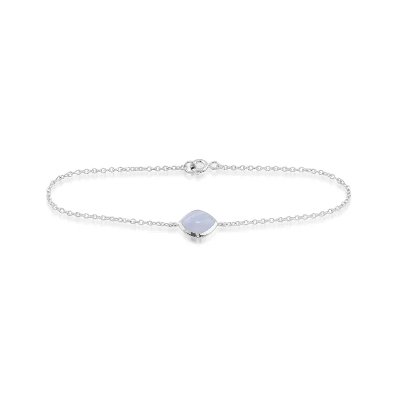 Classic Sugarloaf Blue Lace Agate Single Stone Bracelet in Sterling Silver sold by Gemondo Jewellery