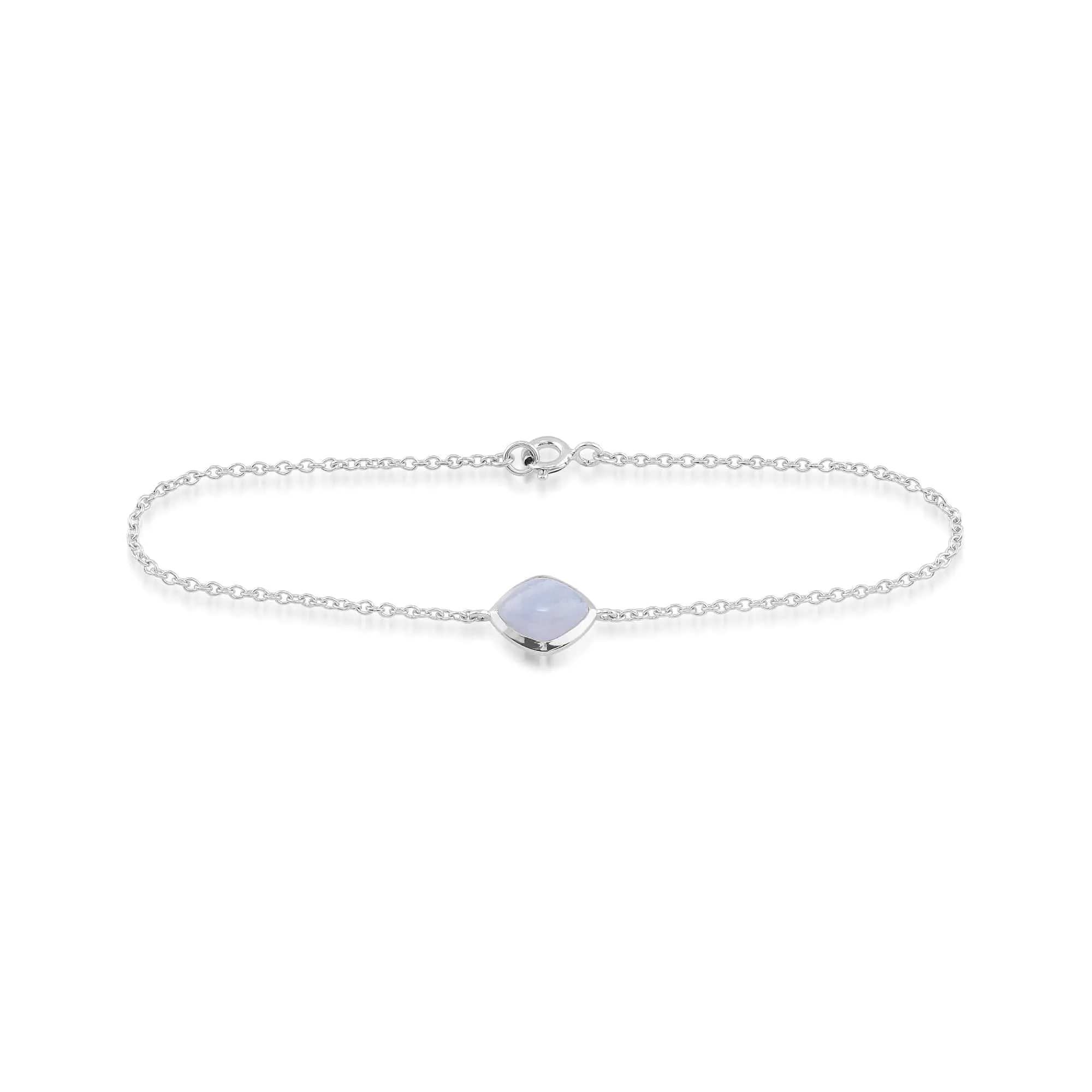 Classic Sugarloaf Blue Lace Agate Single Stone Bracelet in Sterling Silver sold by Gemondo Jewellery