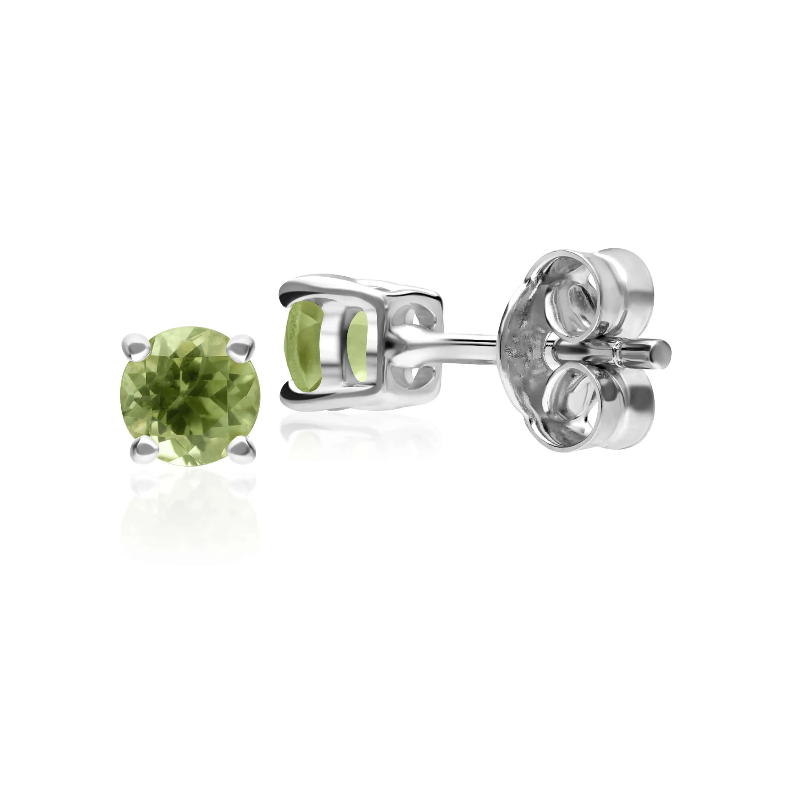 Classic Round Peridot Stud Earrings in 9ct White Gold 3.5mm sold by Gemondo Jewellery product image thumbnail 2