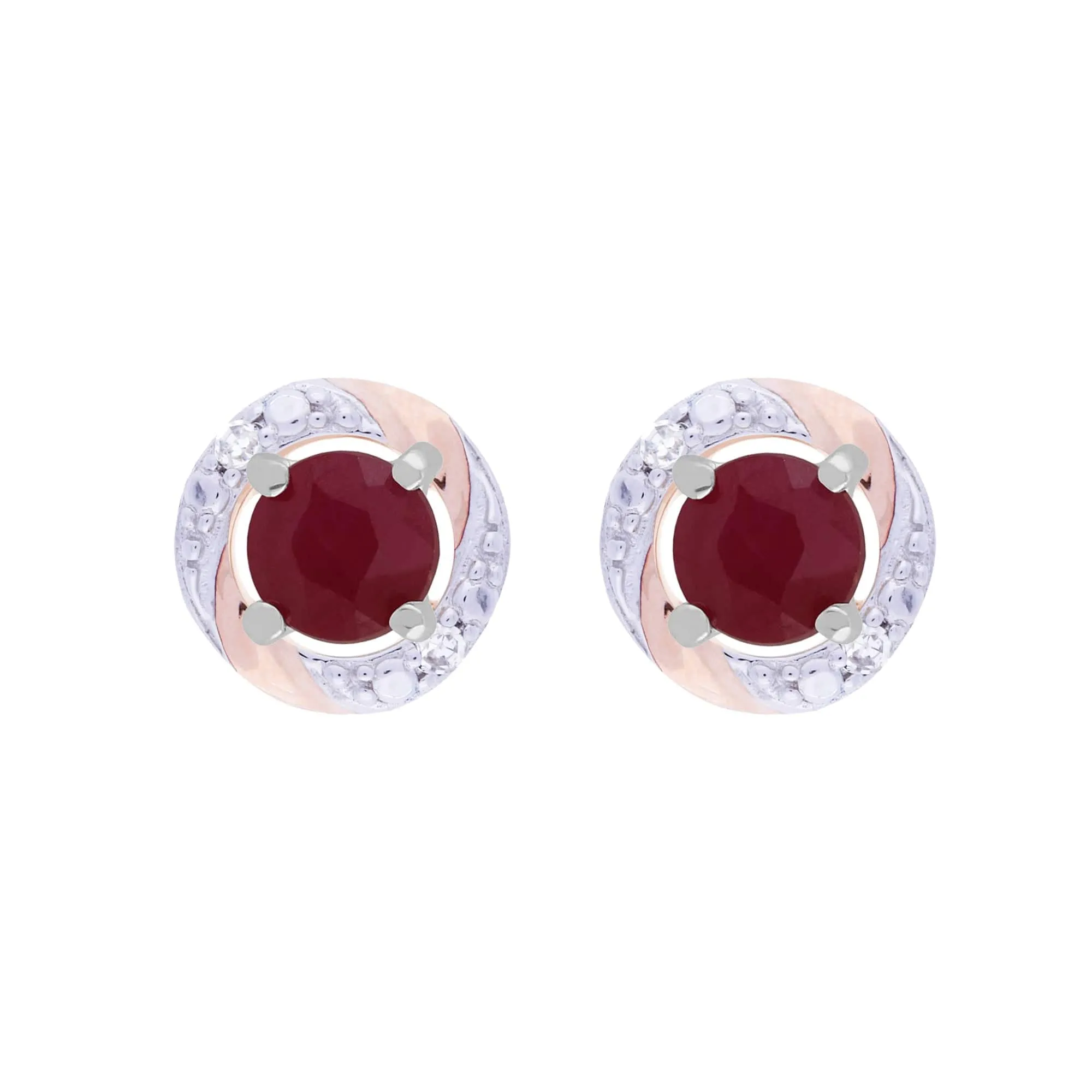 Classic Round Ruby Stud Earrings with Detachable Diamond Round Earrings Jacket Set in 9ct White Gold sold by Gemondo Jewellery