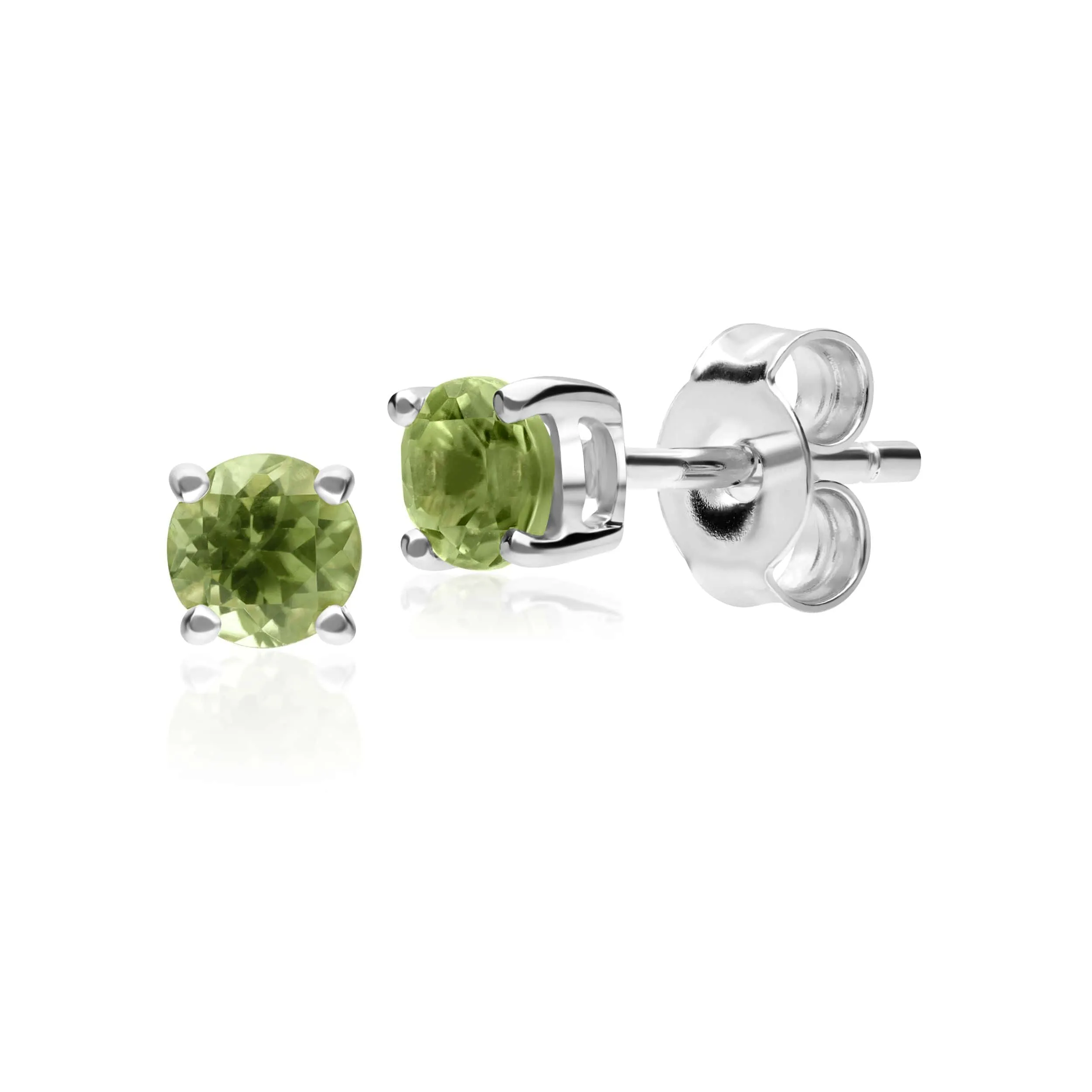 Classic Round Peridot Stud Earrings in 9ct White Gold 3.5mm sold by Gemondo Jewellery